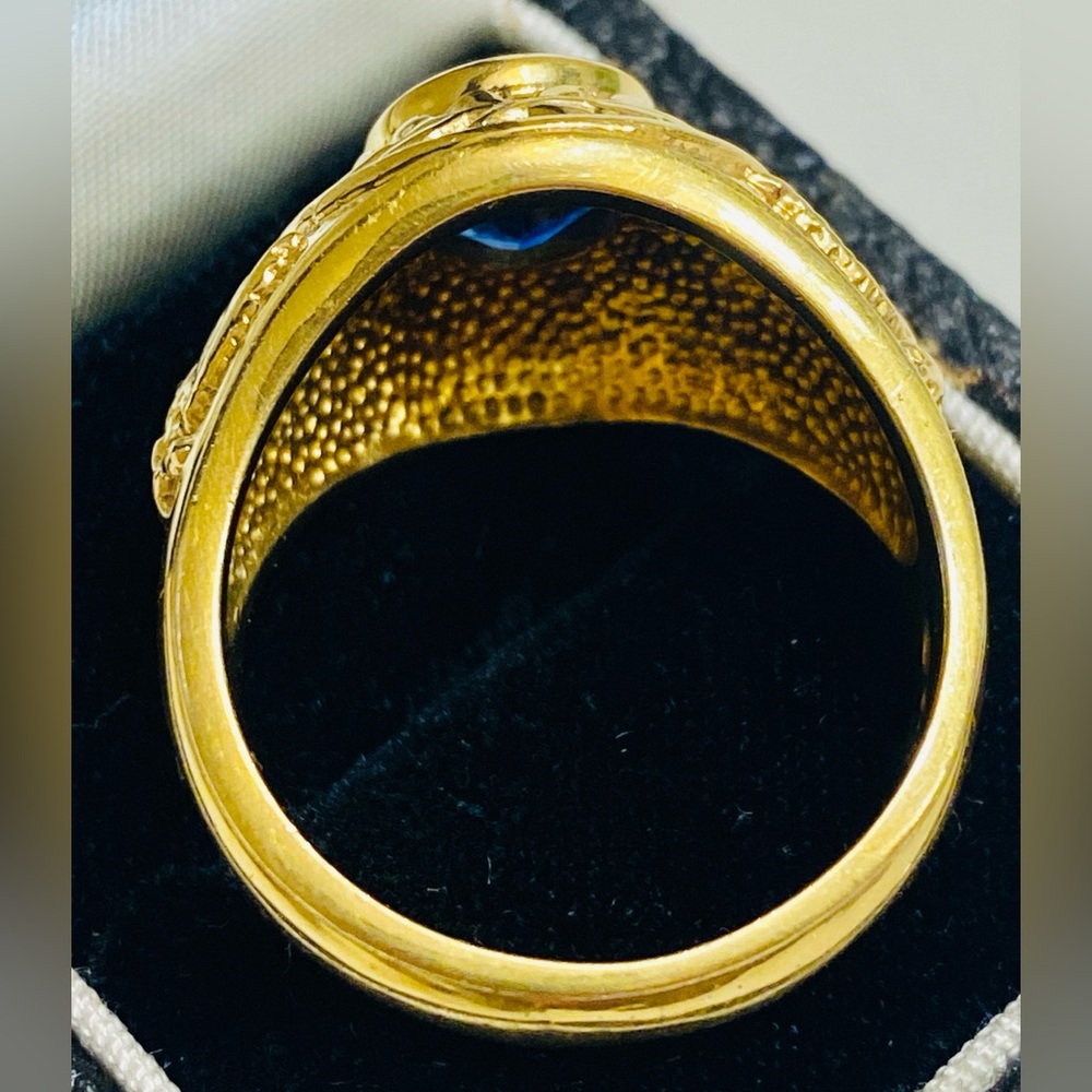 Men's Solid Gold over Silver lab created sapphire… - image 3